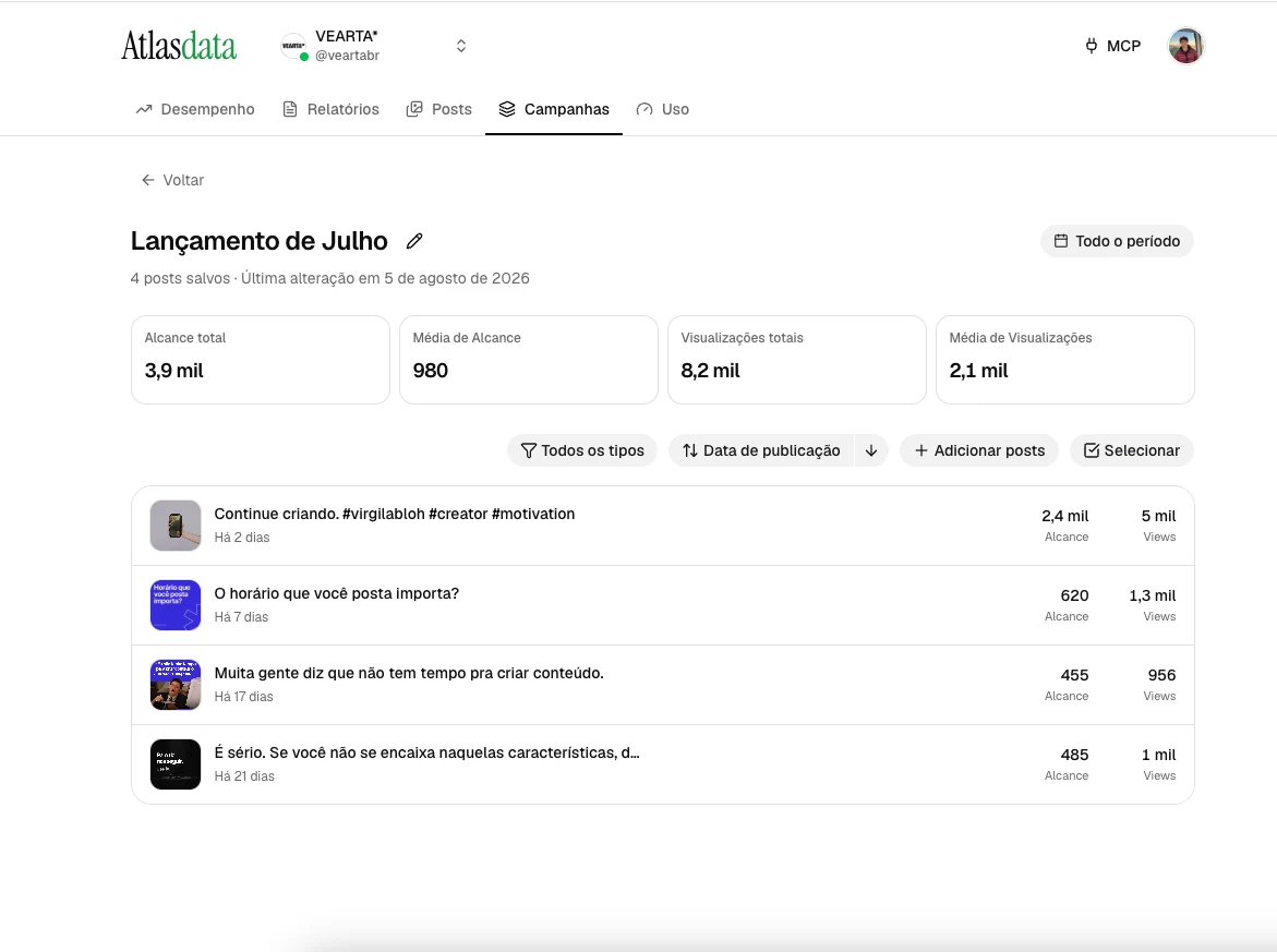 Preview de campanhas