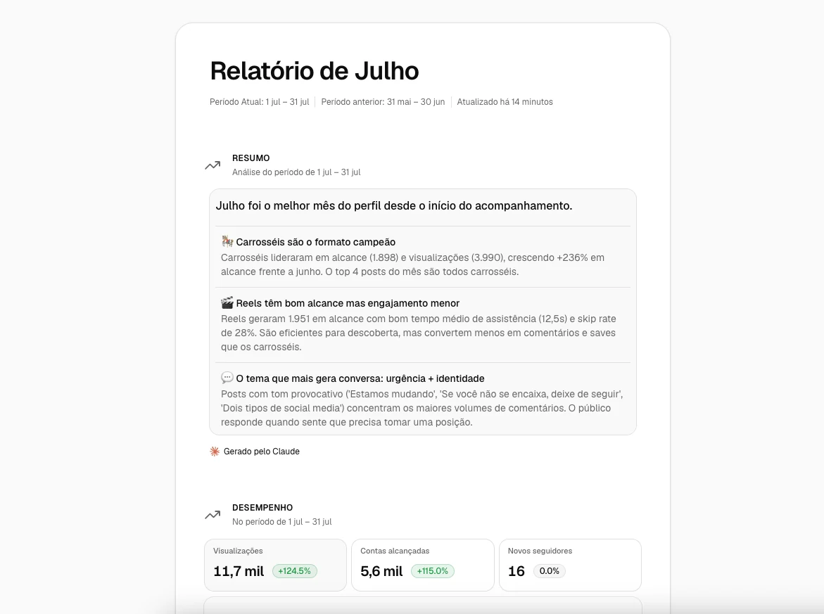 Preview de relatórios